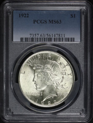 Obverse of this 1922 Peace Dollar PCGS MS-63