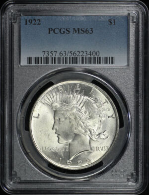 Obverse of this 1922 Peace Dollar PCGS MS-63