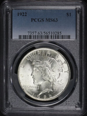 Obverse of this 1922 Peace Dollar PCGS MS-63