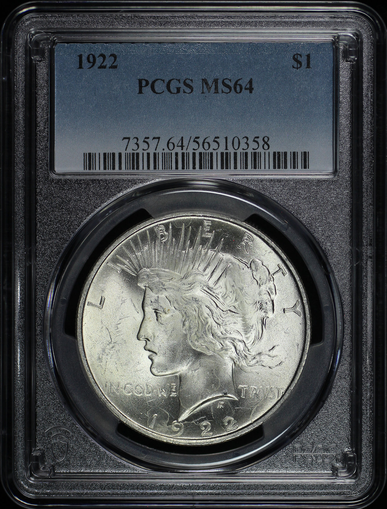 Obverse of this 1922 Peace Dollar PCGS MS-64