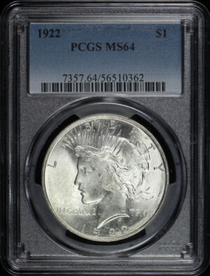 Obverse of this 1922 Peace Dollar PCGS MS-64