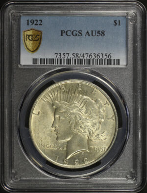 Obverse of this 1922 Peace Dollar PCGS AU-58