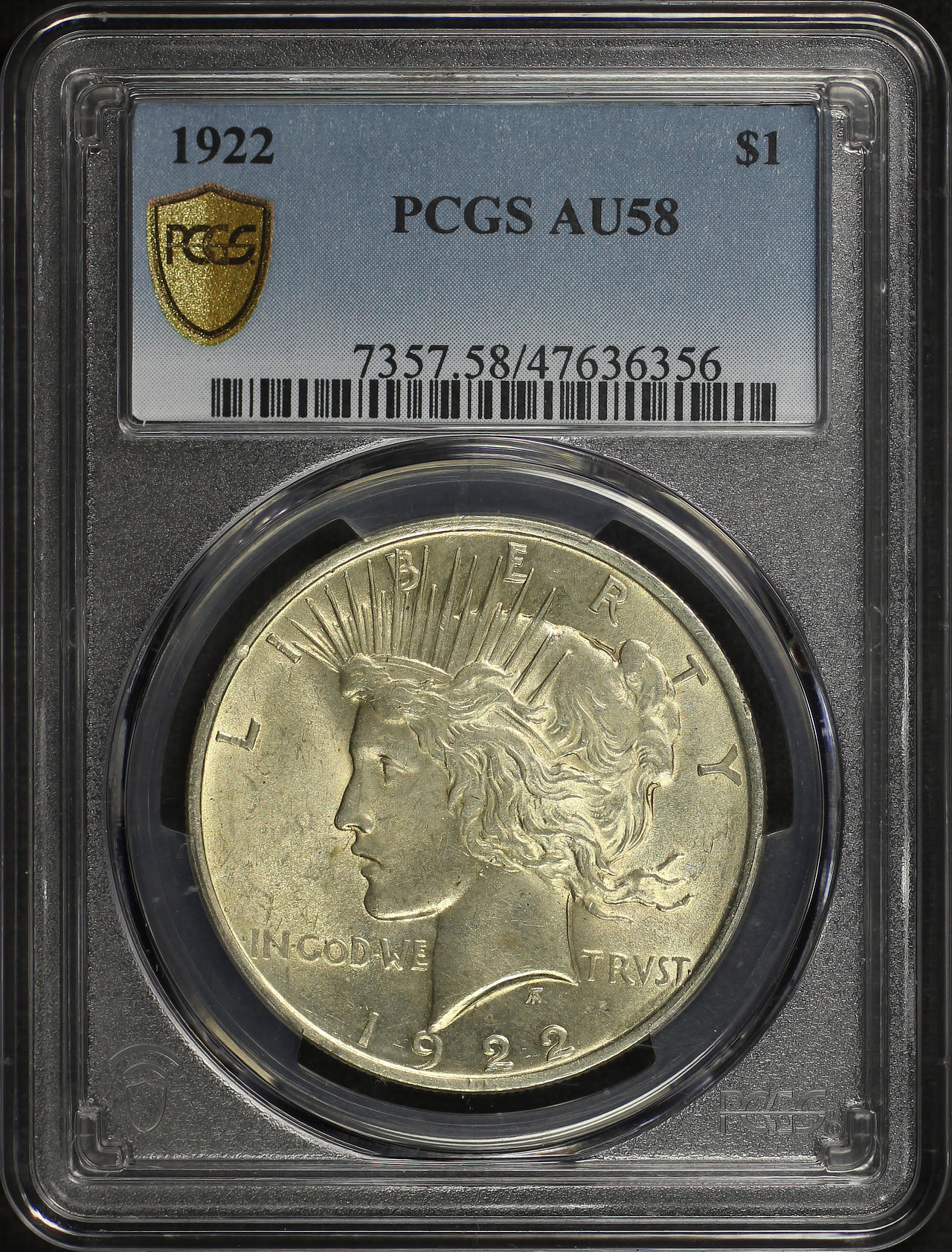 Obverse of this 1922 Peace Dollar PCGS AU-58