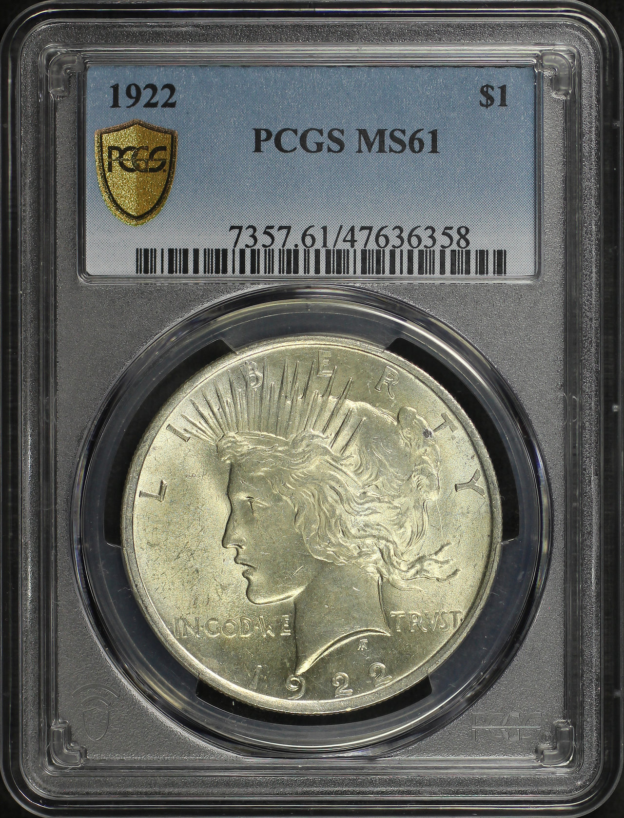 Obverse of this 1922 Peace Dollar PCGS MS-61