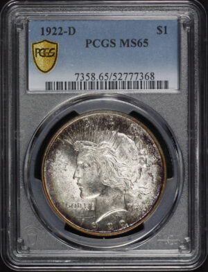 Obverse of this 1922-D Peace Dollar PCGS MS-65
