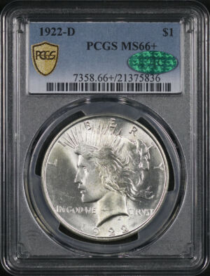 Obverse of this 1922-D Peace Dollar PCGS MS-66+ CAC