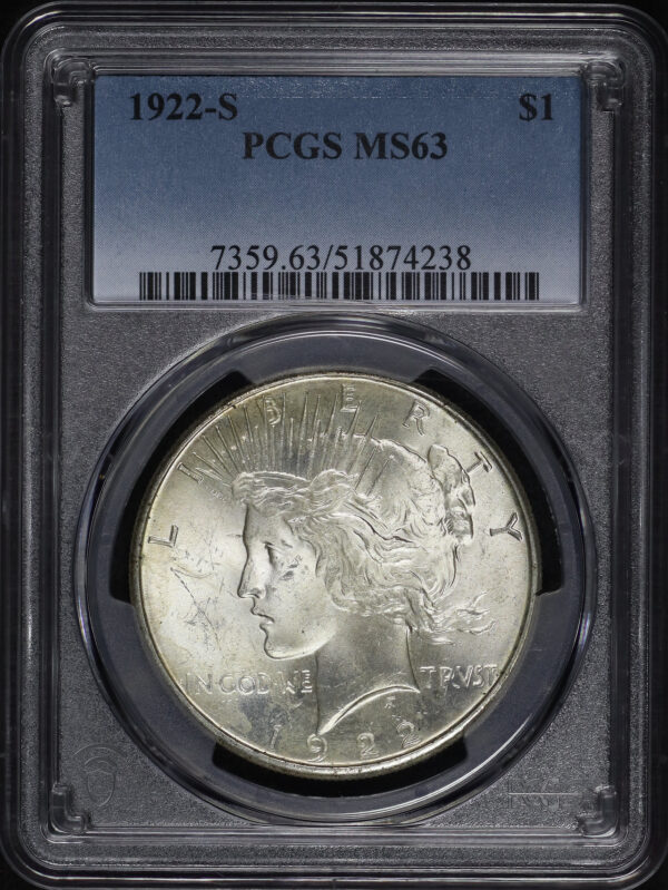 Obverse of this 1922-S Peace Dollar PCGS MS-63