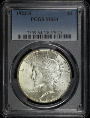 Obverse of this 1922-S Peace Dollar PCGS MS-64