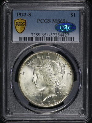 Obverse of this 1922-S Peace Dollar PCGS MS-65+ CAC