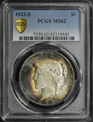 Obverse of this 1922-S Peace Dollar PCGS MS-62