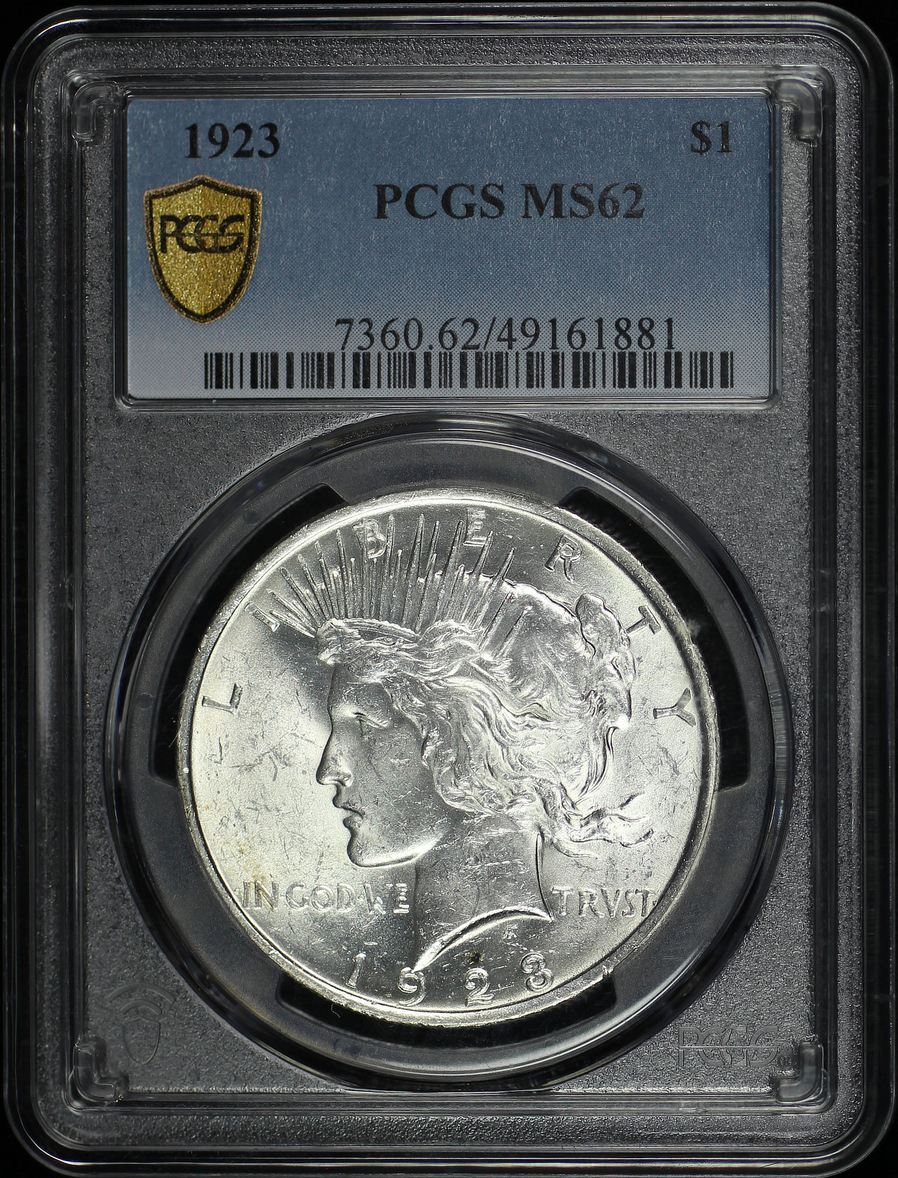 Obverse of this 1923 Peace Dollar PCGS MS-62