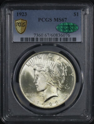 Obverse of this 1923 Peace Dollar PCGS MS-67 CAC