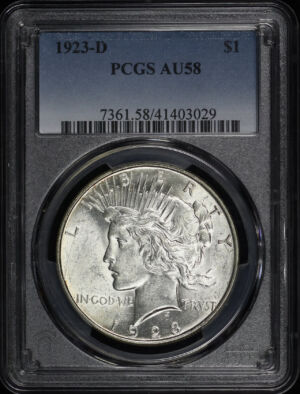 Obverse of this 1923-D Peace Dollar PCGS AU-58