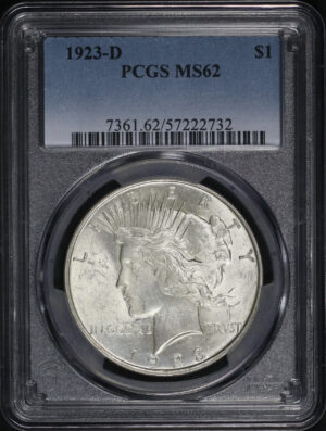 Obverse of this 1923-D Peace Dollar PCGS MS-62