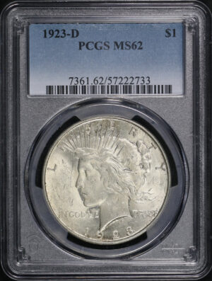 Obverse of this 1923-D Peace Dollar PCGS MS-62