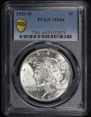 Obverse of this 1923-D Peace Dollar PCGS MS-64