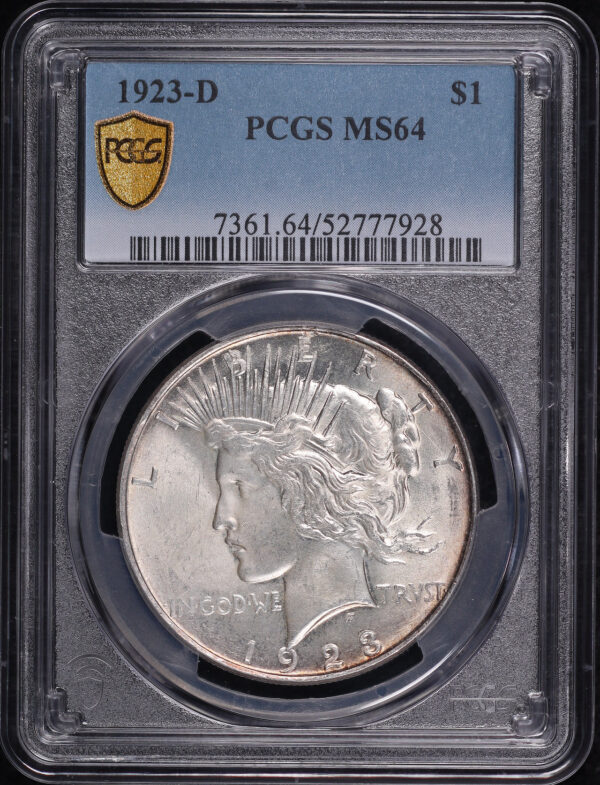 Obverse of this 1923-D Peace Dollar PCGS MS-64