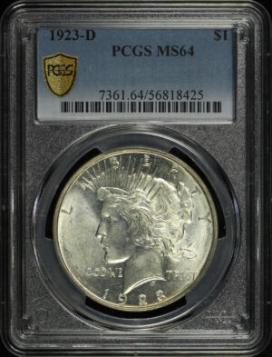 Obverse of this 1923-D Peace Dollar PCGS MS-64