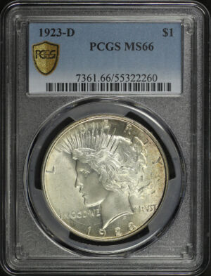 Obverse of this 1923-D Peace Dollar PCGS MS-66