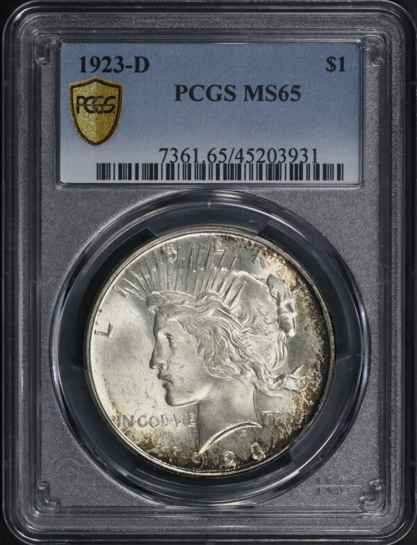 Obverse of this 1923-D Peace Dollar PCGS MS-65
