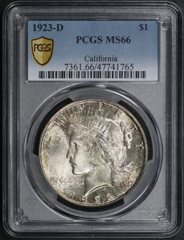 Obverse of this 1923-D Peace Dollar PCGS MS-66