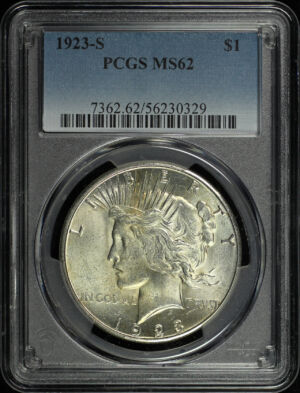 Obverse of this 1923-S Peace Dollar PCGS MS-62