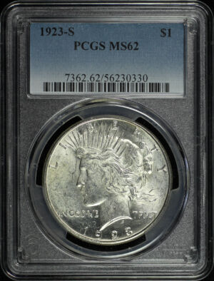 Obverse of this 1923-S Peace Dollar PCGS MS-62