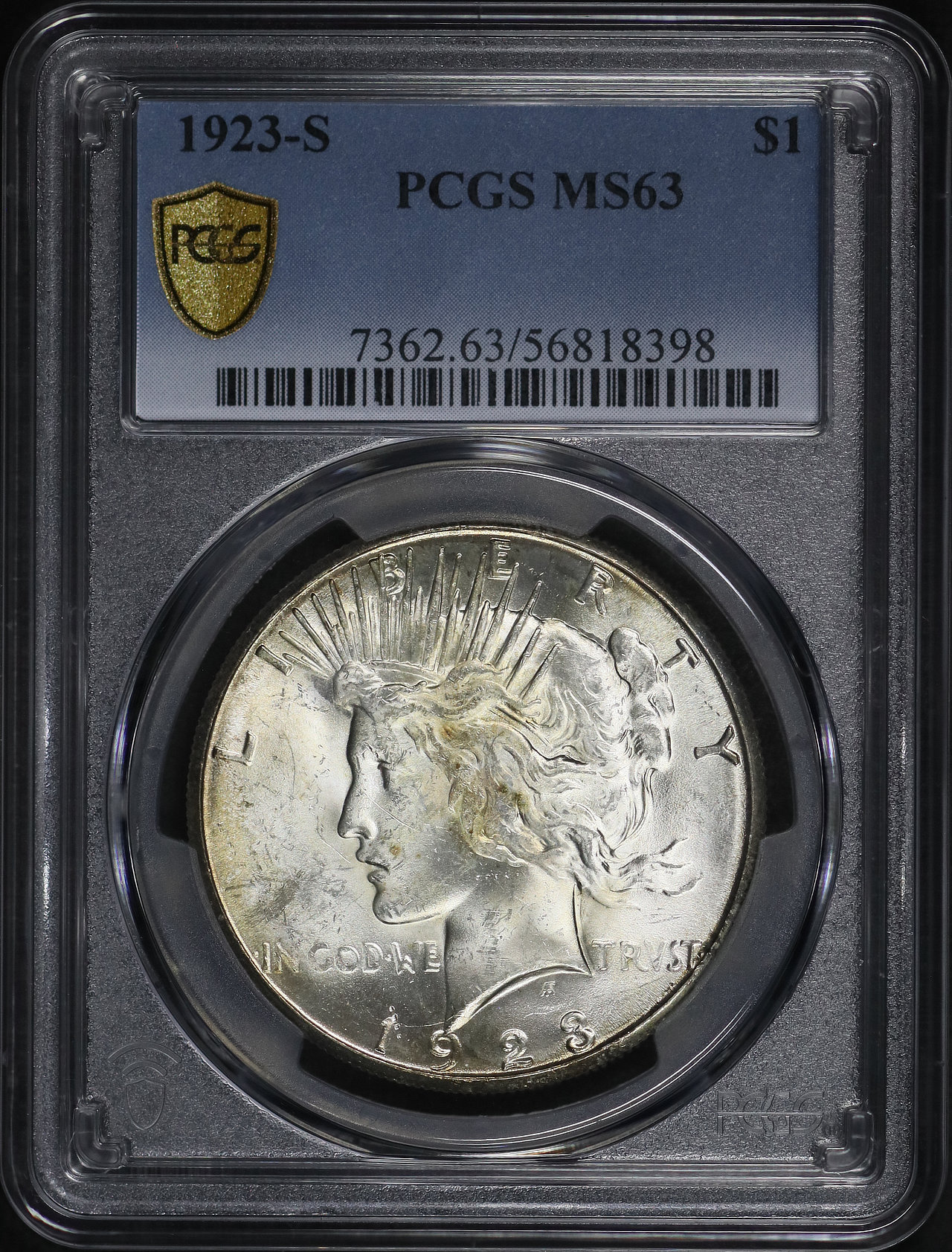 Obverse of this 1923-S Peace Dollar PCGS MS-63