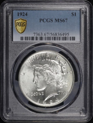 Obverse of this 1924 Peace Dollar PCGS MS-67
