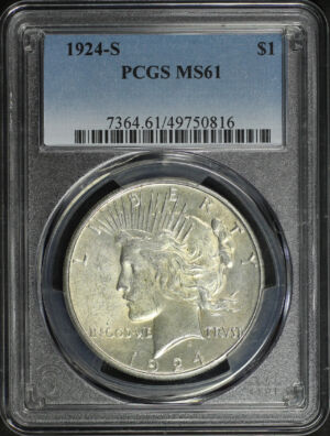 Obverse of this 1924-S Peace Dollar PCGS MS-61