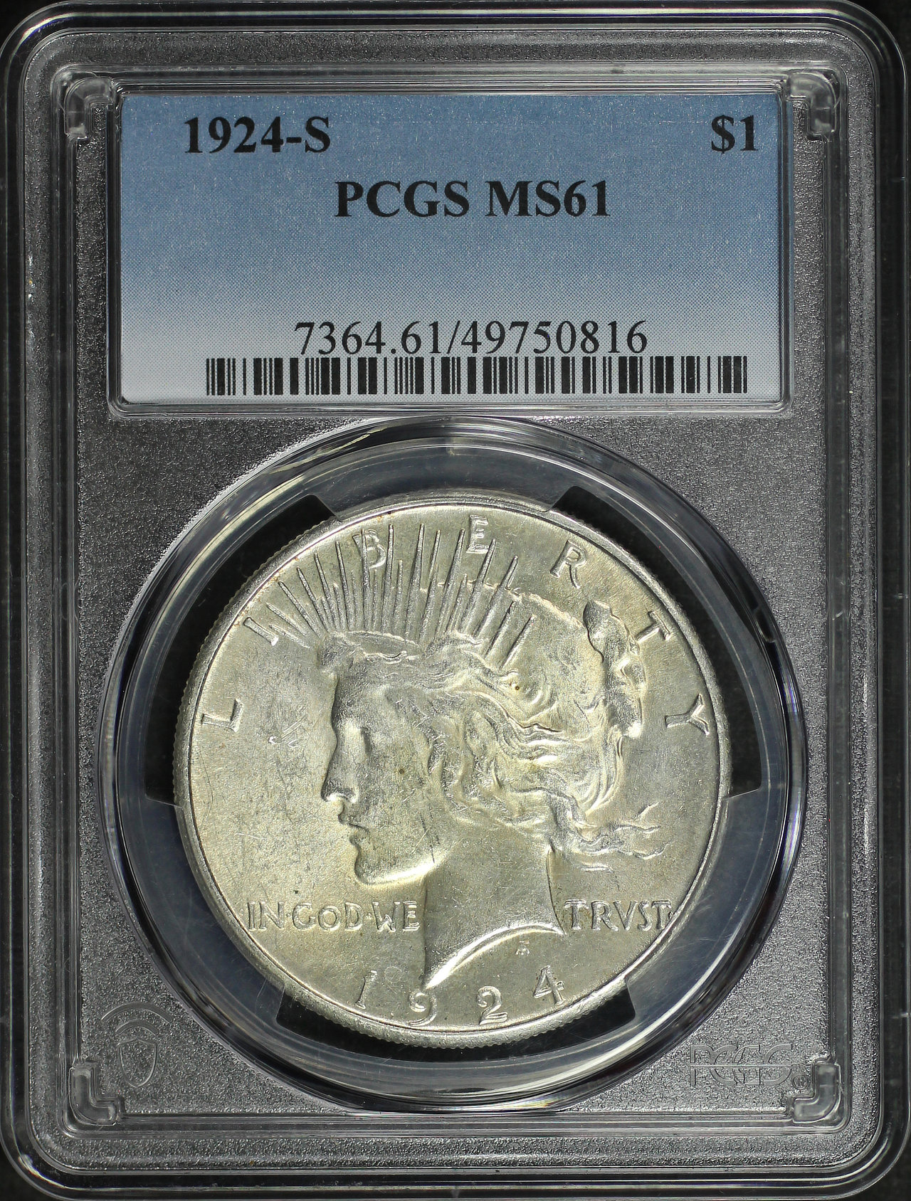 Obverse of this 1924-S Peace Dollar PCGS MS-61