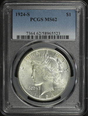 Obverse of this 1924-S Peace Dollar PCGS MS-62
