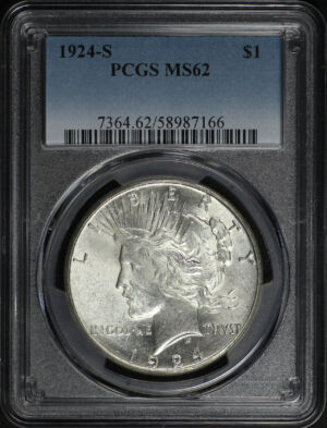 Obverse of this 1924-S Peace Dollar PCGS MS-62
