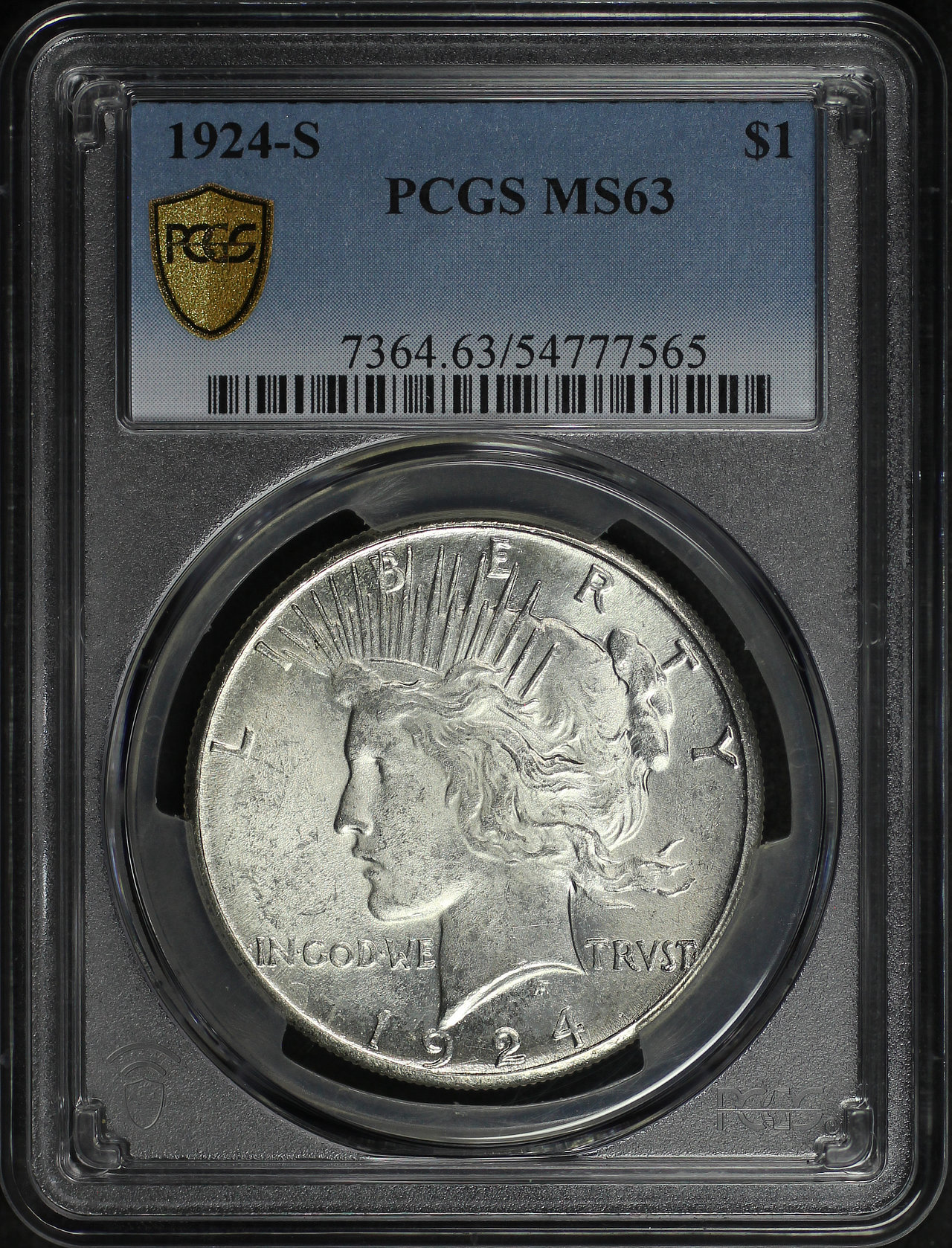 Obverse of this 1924-S Peace Dollar PCGS MS-63