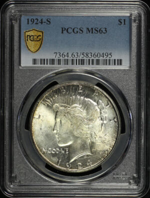 Obverse of this 1924-S Peace Dollar PCGS MS-63