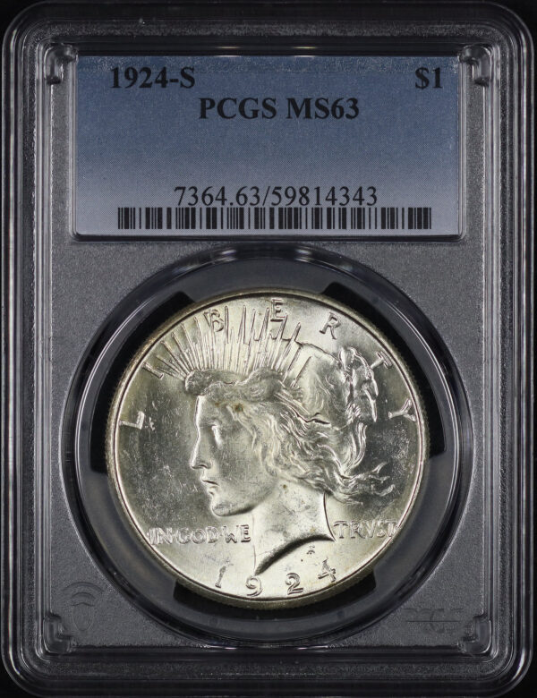 Obverse of this 1924-S Peace Dollar PCGS MS-63
