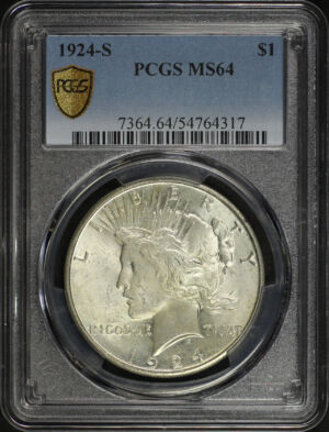 Obverse of this 1924-S Peace Dollar PCGS MS-64