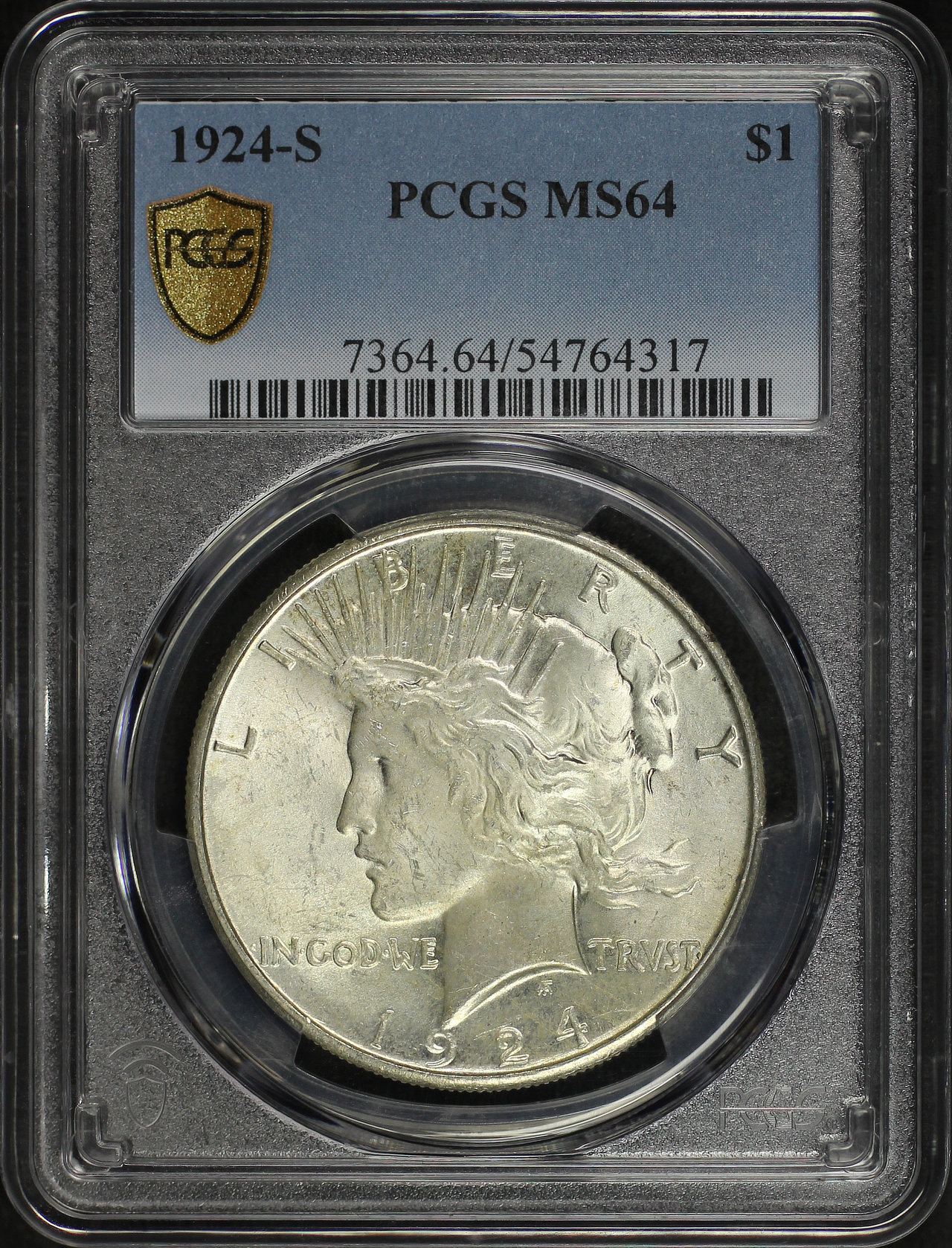 Obverse of this 1924-S Peace Dollar PCGS MS-64