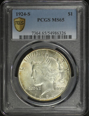Obverse of this 1924-S Peace Dollar PCGS MS-65