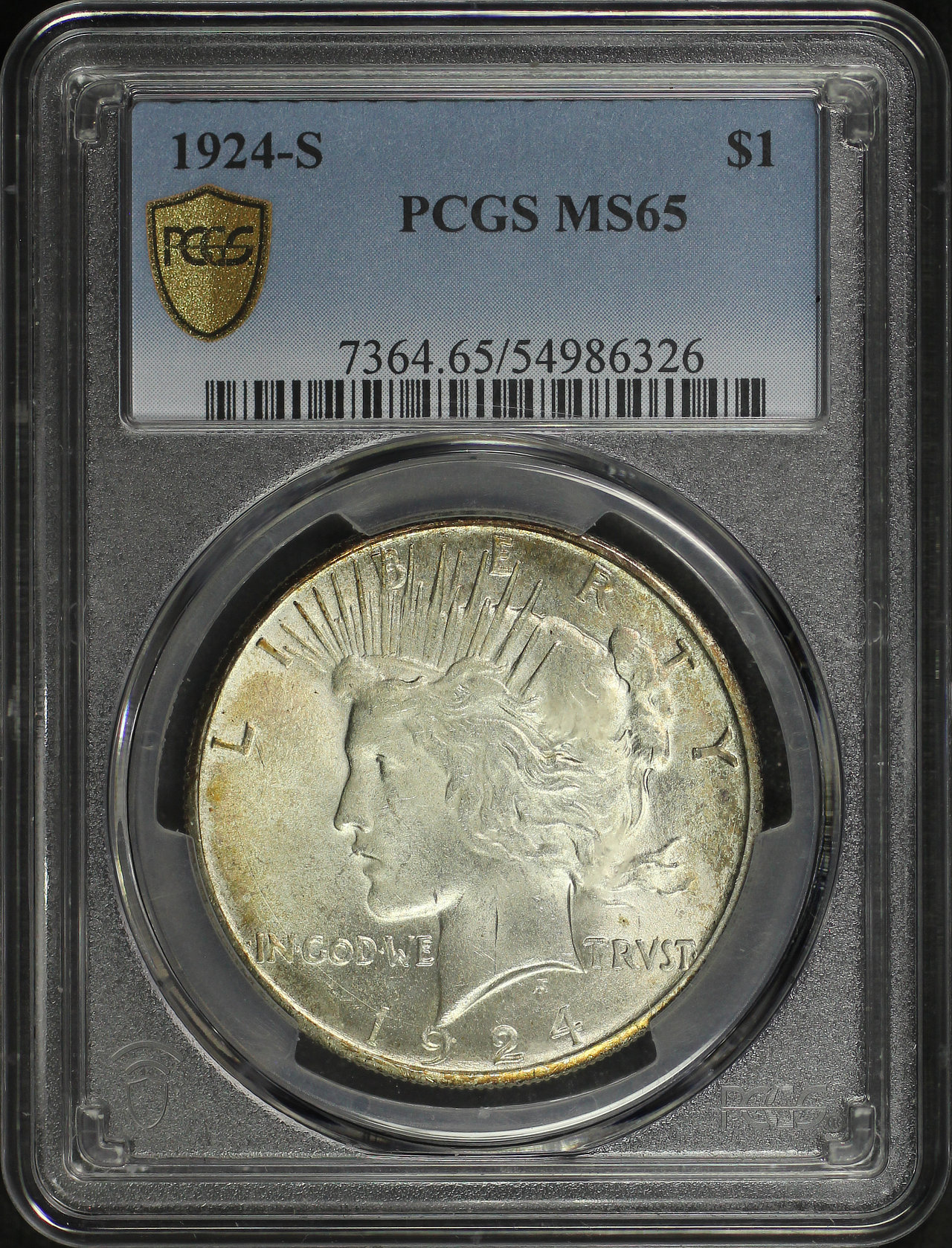 Obverse of this 1924-S Peace Dollar PCGS MS-65