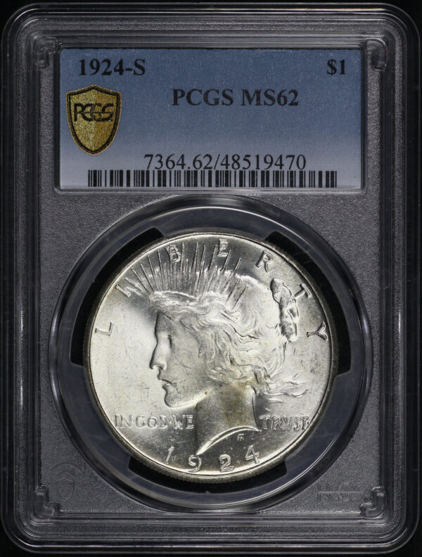 Obverse of this 1924-S Peace Dollar PCGS MS-62