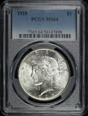 Obverse of this 1925 Peace Dollar PCGS MS-64