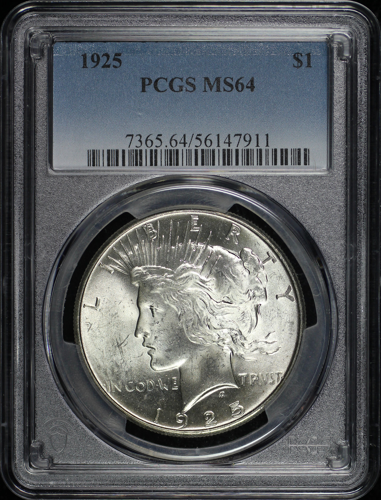 Obverse of this 1925 Peace Dollar PCGS MS-64