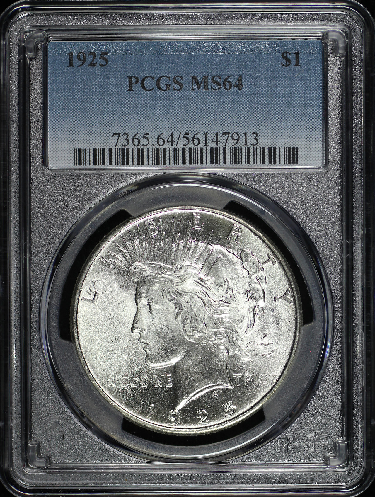 Obverse of this 1925 Peace Dollar PCGS MS-64