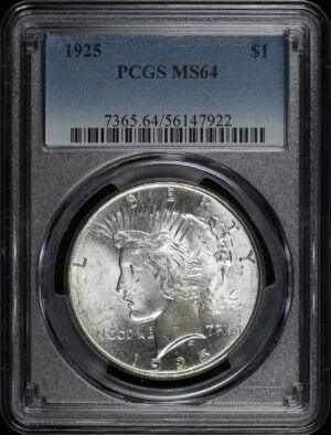 Obverse of this 1925 Peace Dollar PCGS MS-64