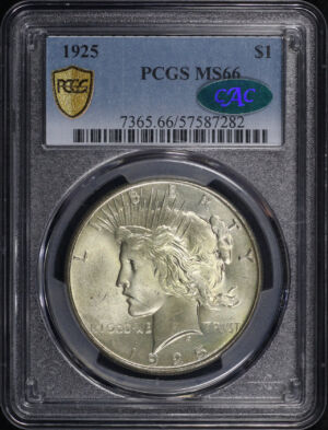 Obverse of this 1925 Peace Dollar PCGS MS-66 CAC