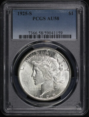 Obverse of this 1925-S Peace Dollar PCGS AU-58
