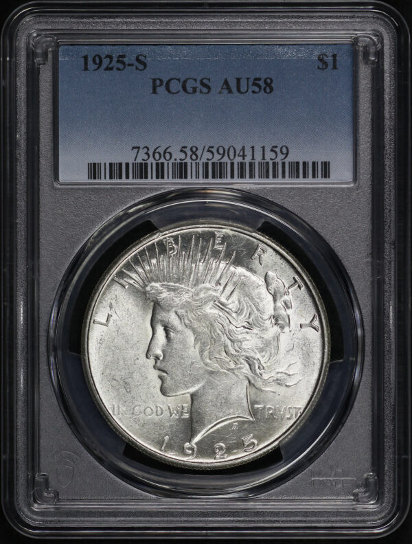 Obverse of this 1925-S Peace Dollar PCGS AU-58