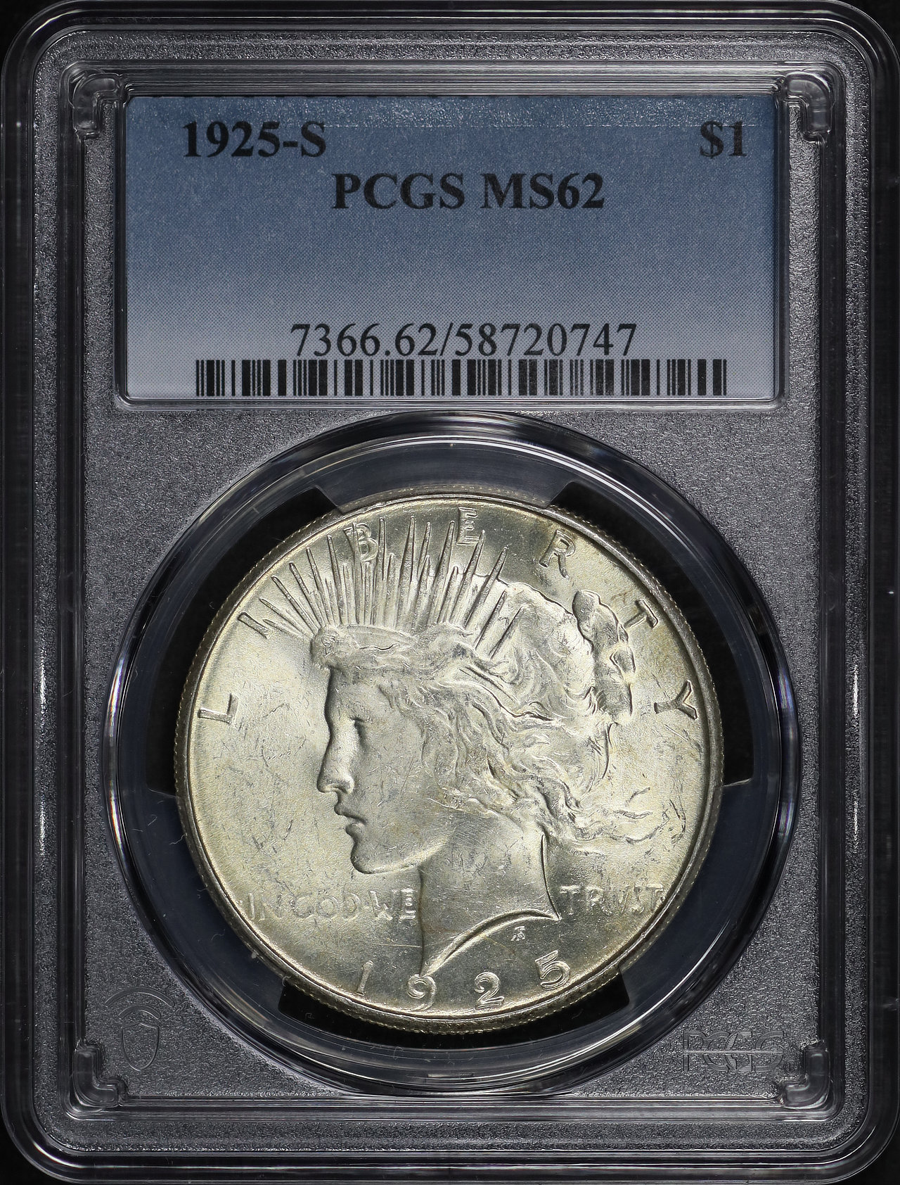 Obverse of this 1925-S Peace Dollar PCGS MS-62