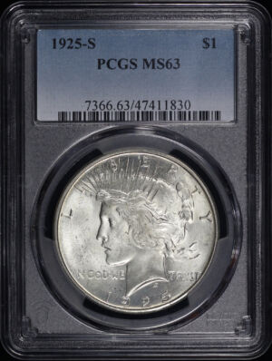 Obverse of this 1925-S Peace Dollar PCGS MS-63